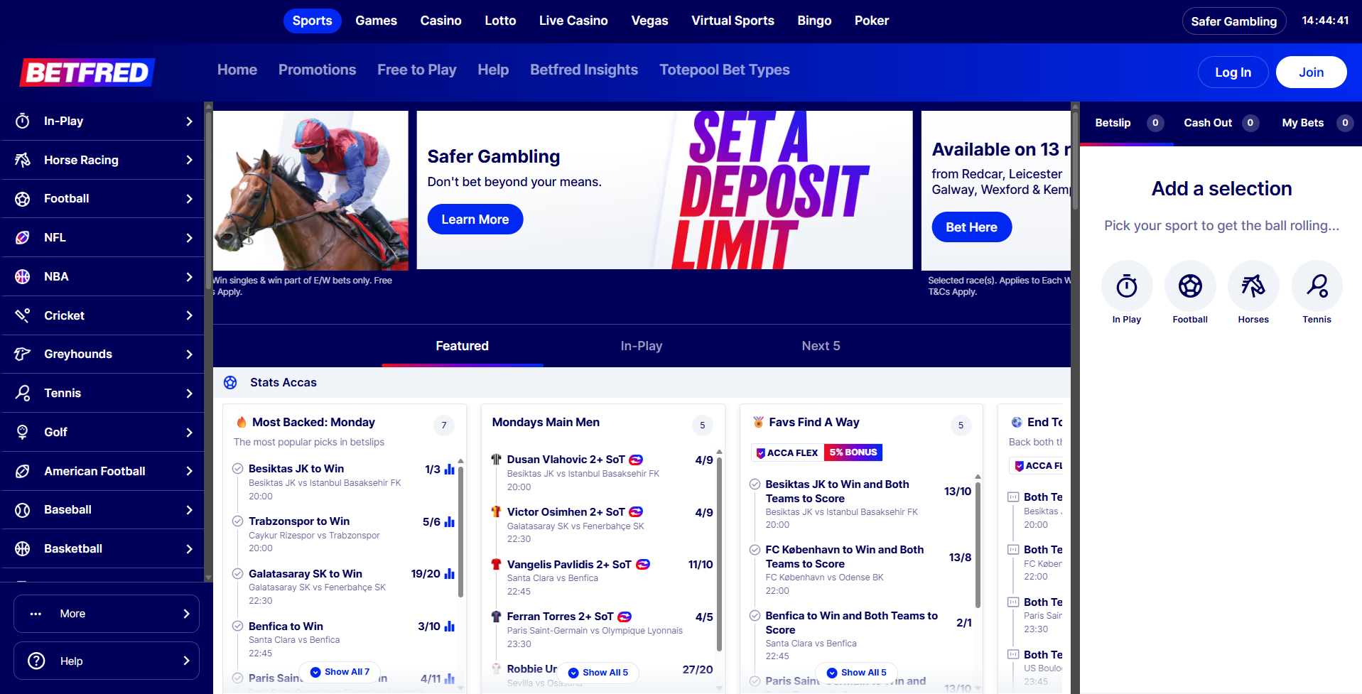 Betfred homepage screenshot